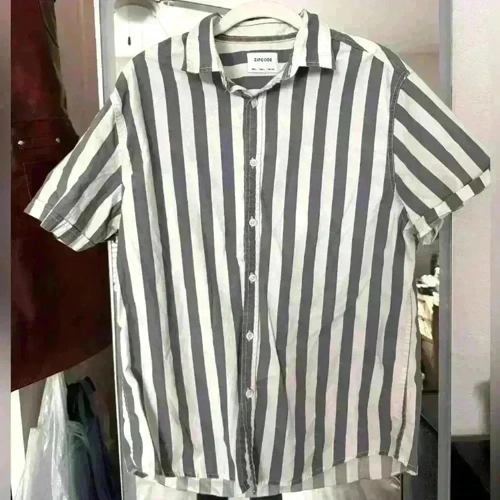 H&M Zipcode Button Up Shirt Stripes Dress Casual